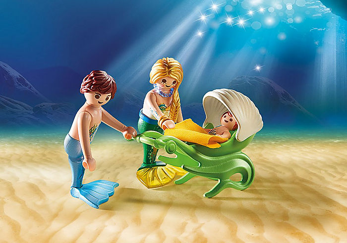 PLAYMOBIL 70100 Rodzina syrenek z wózkiem z muszli - obrazek 3