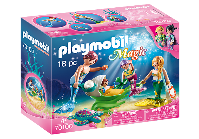 PLAYMOBIL 70100 Rodzina syrenek z wózkiem z muszli